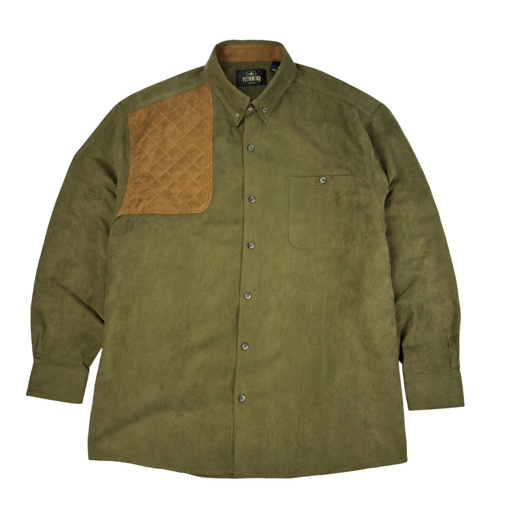 RedHead Hunting Shooting‎ Shirt Mens Size L Quilted Shoulder Patch Elbows Green